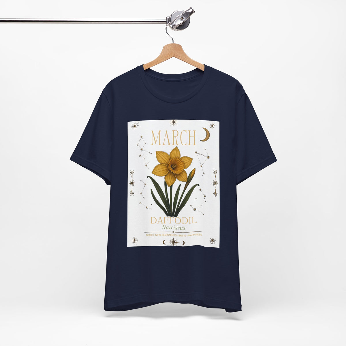 March Zodiac/Celestial aesthetics with birth flower — Birth Month Flower Tee