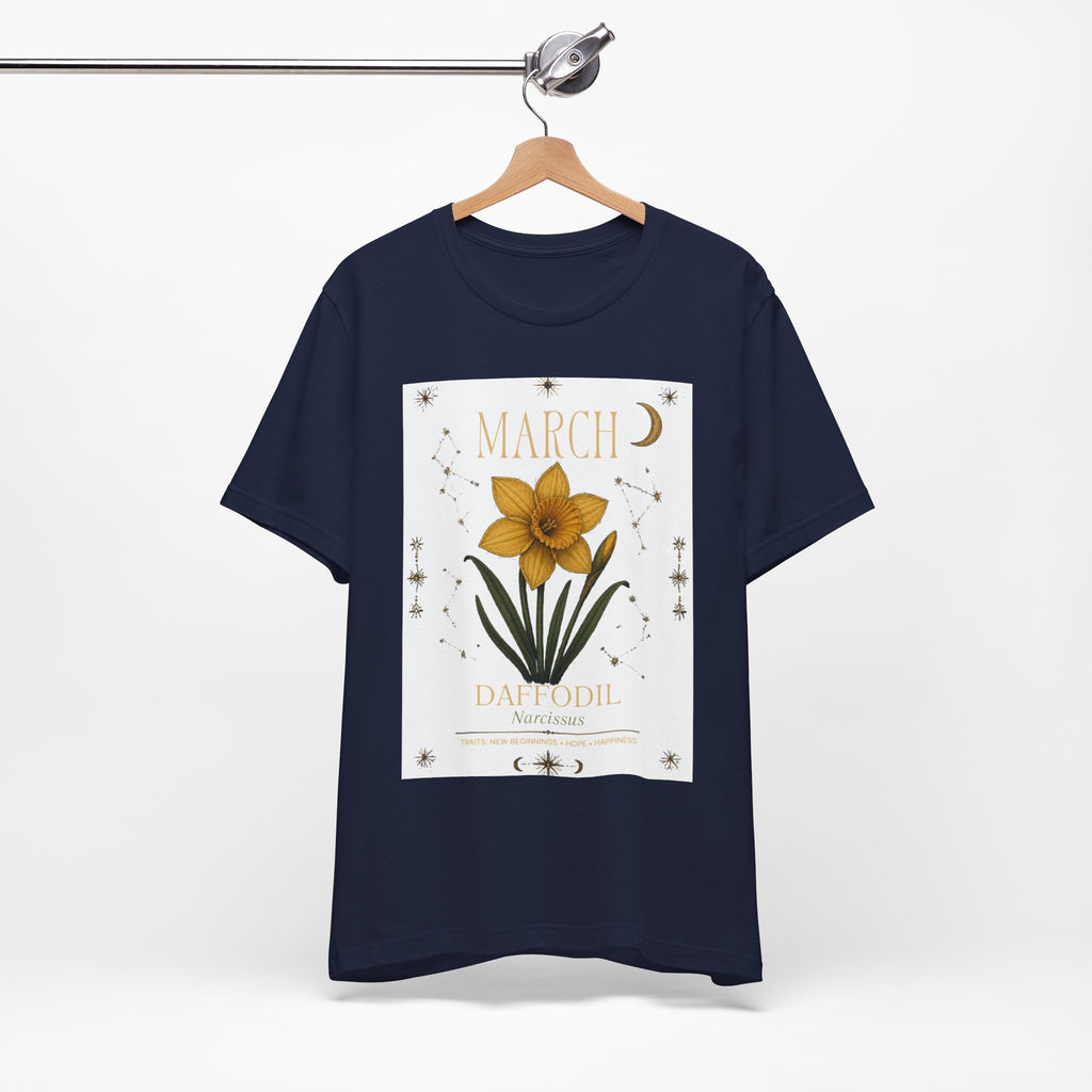 March Zodiac/Celestial aesthetics with birth flower — Birth Month Flower Tee