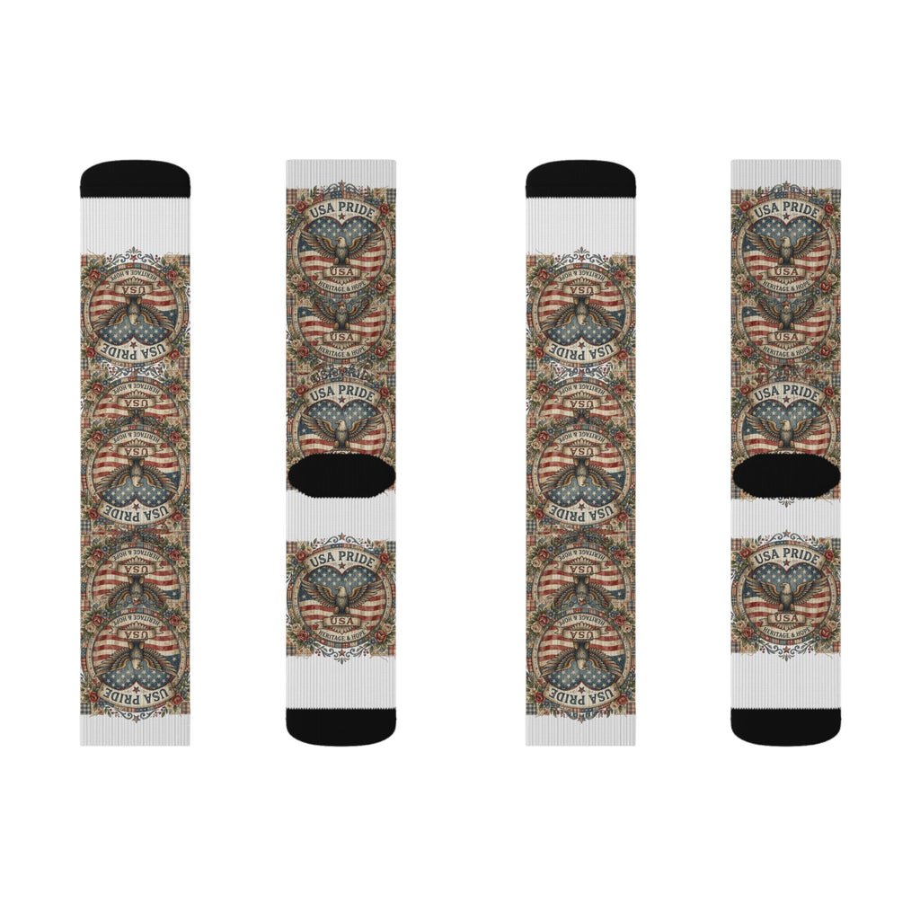 USA Pride Eagle Emblem Socks | American Flag Sublimation Socks
