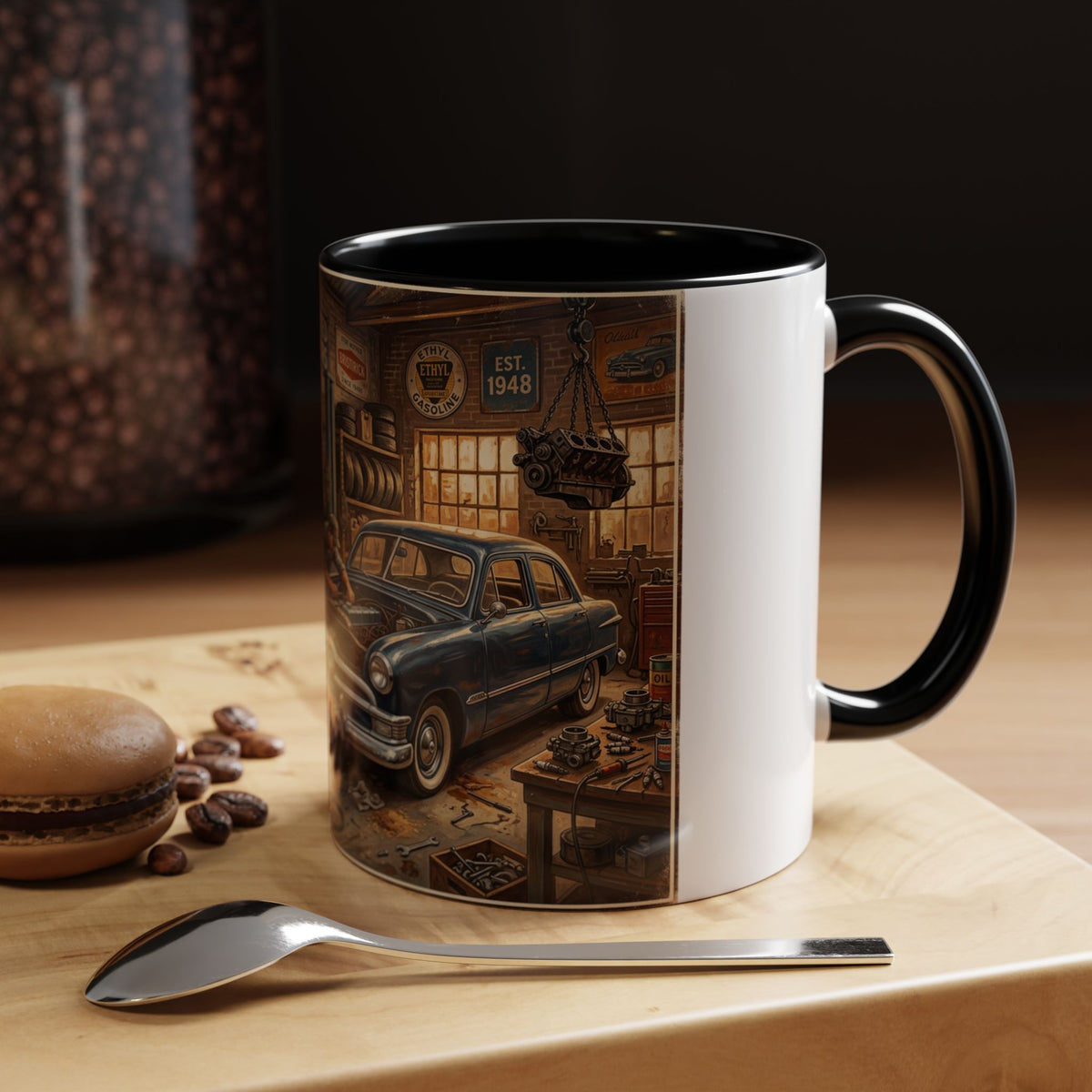 Vintage Dad Garage Mechanic Illustration Mug | Accent Coffee Mug
