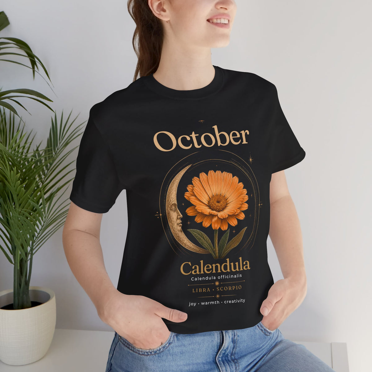 October Birth Flower Calendula T‑Shirt – Floral Birth Month Tee