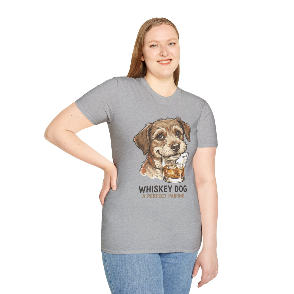 Whiskey Dog A Perfect Pairing T-Shirt | Dog & Whiskey Illustration