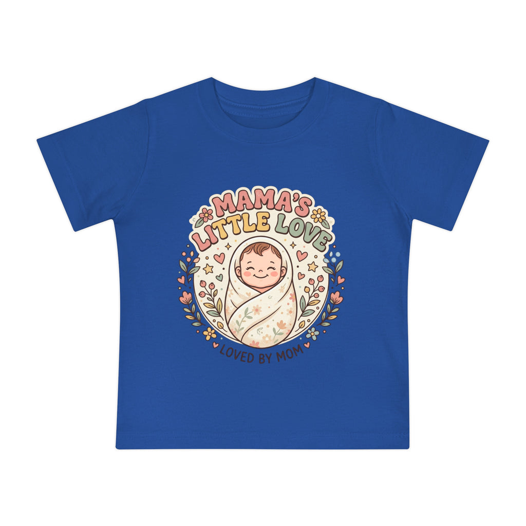 Mama's Little Love baby short sleeve t-shirt | Loved by Mom, floral swaddle design