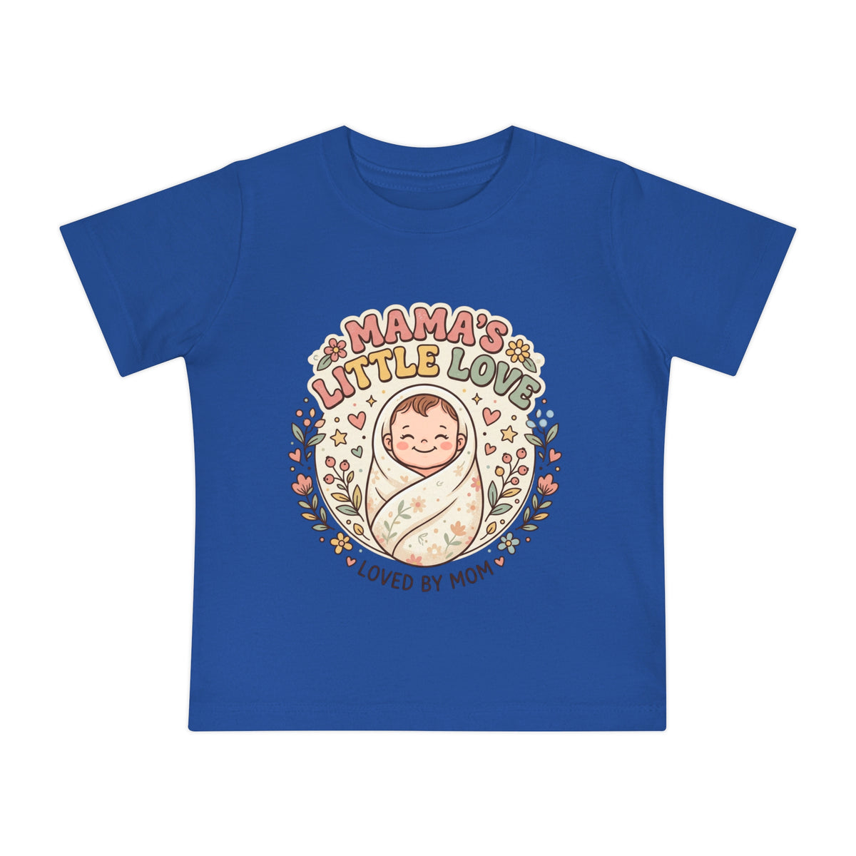 Mama's Little Love baby short sleeve t-shirt | Loved by Mom, floral swaddle design
