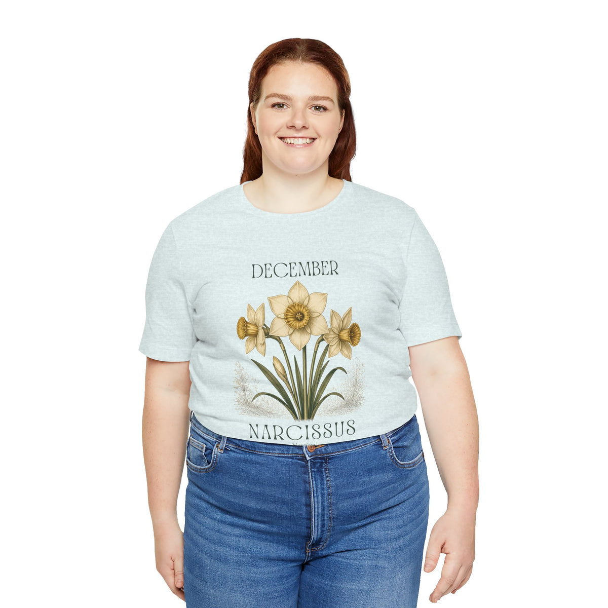 December Birth Flower Tee | Narcissus & Holly Celestial Design | Birthday Gift