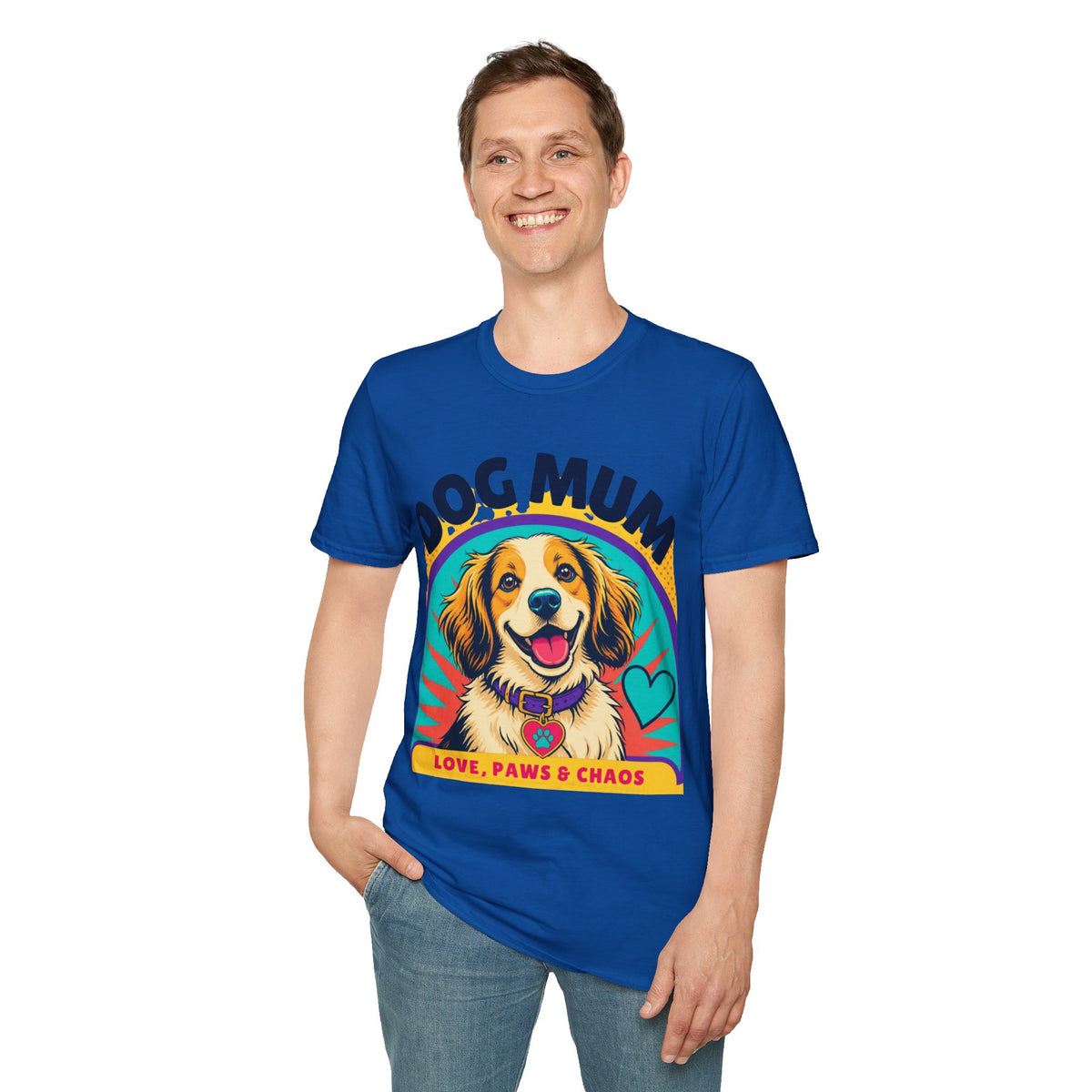Dog Mum T-Shirt | Cute Happy Dog Illustration, Love Paws & Chaos