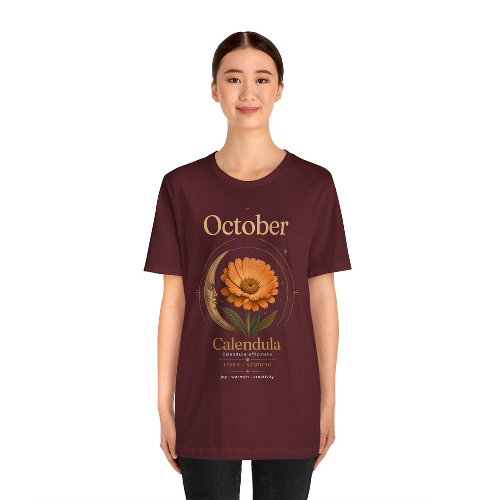 October Birth Flower Calendula T‑Shirt – Floral Birth Month Tee