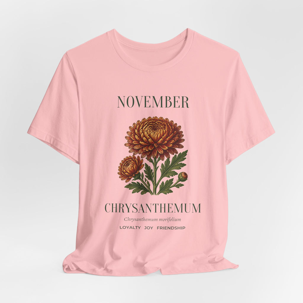 November Birth Flower Tee | Chrysanthemum Celestial Design | Birthday Gift