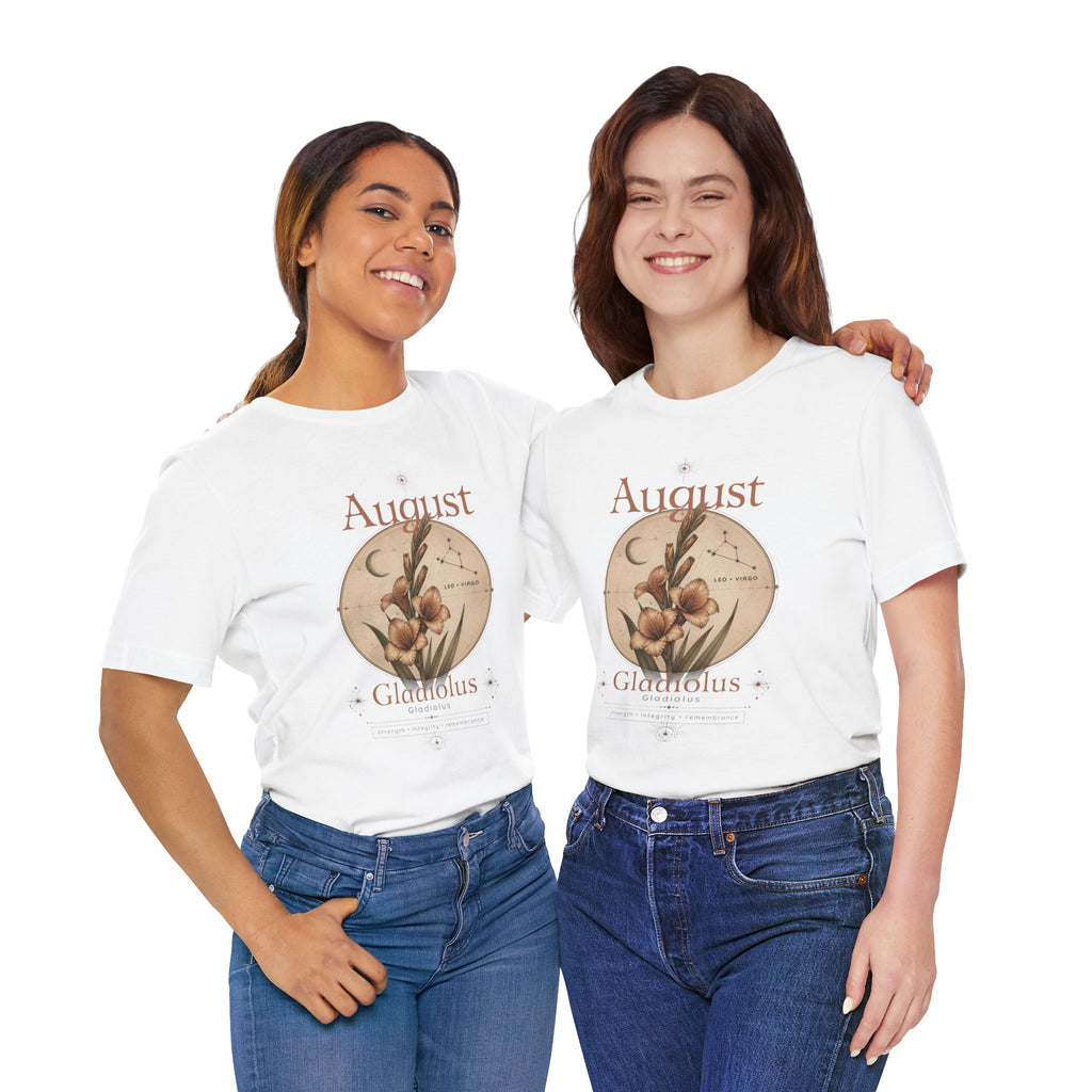 August Birth Flower Gladiolus Floral Tee