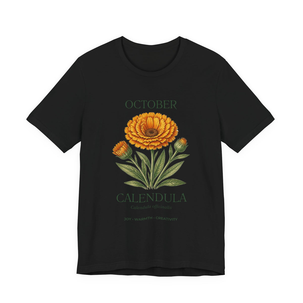 October Birth Flower Tee | Marigold & Cosmos Celestial Design | Birthday Gift