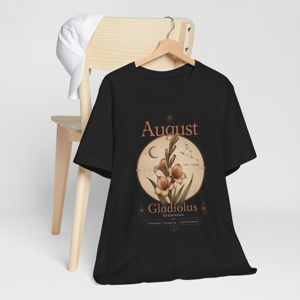 August Birth Flower Gladiolus Floral Tee