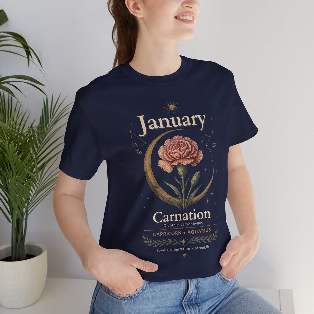 January Birth Flower - Carnation T-Shirt — Birth Month Flower Tee