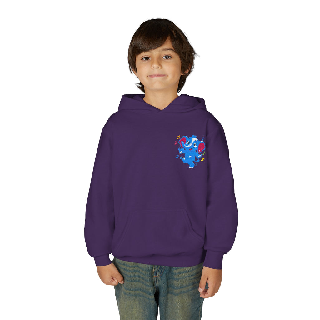 Kids Patriotic Elephant Hoodie – Blue Red USA Spirit Youth Sweatshirt