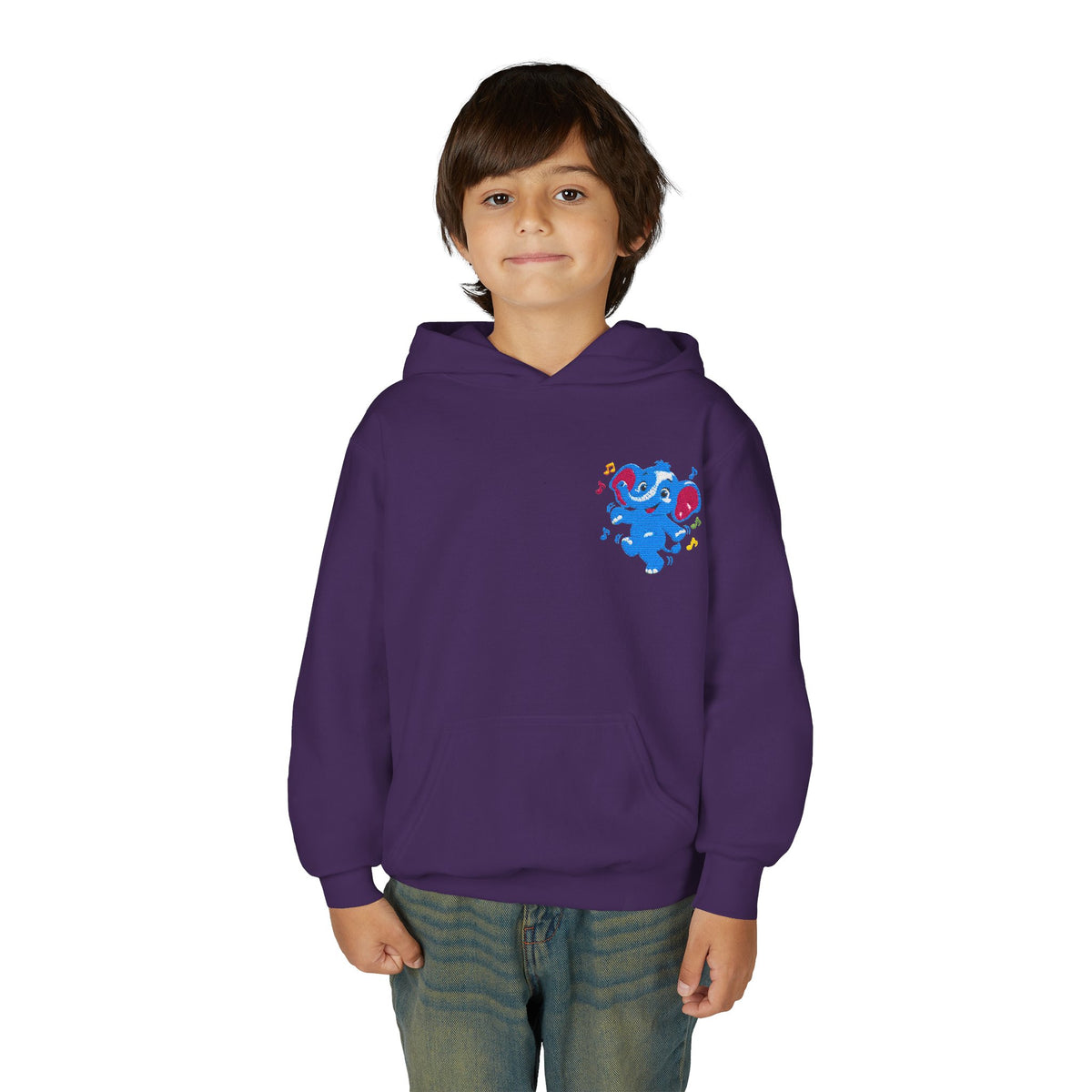 Kids Patriotic Elephant Hoodie – Blue Red USA Spirit Youth Sweatshirt