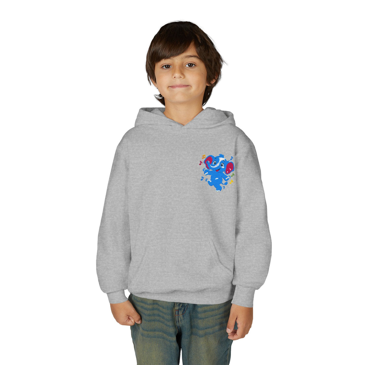 Kids Patriotic Elephant Hoodie – Blue Red USA Spirit Youth Sweatshirt