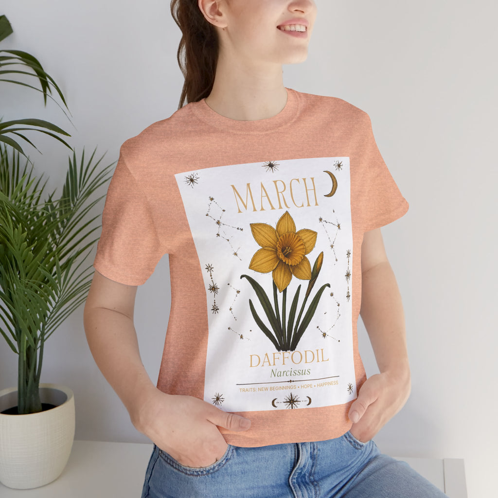 March Zodiac/Celestial aesthetics with birth flower — Birth Month Flower Tee
