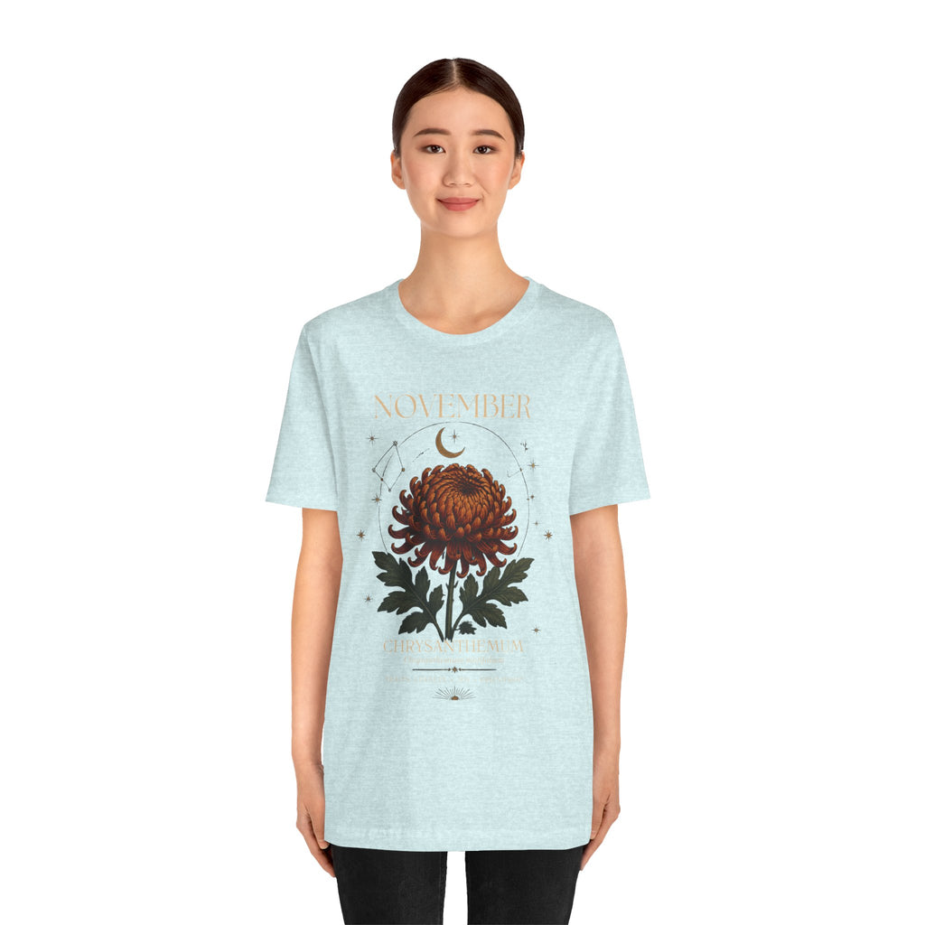November Birth Flower Chrysanthemum Tee — Floral Birth Month T-Shirt