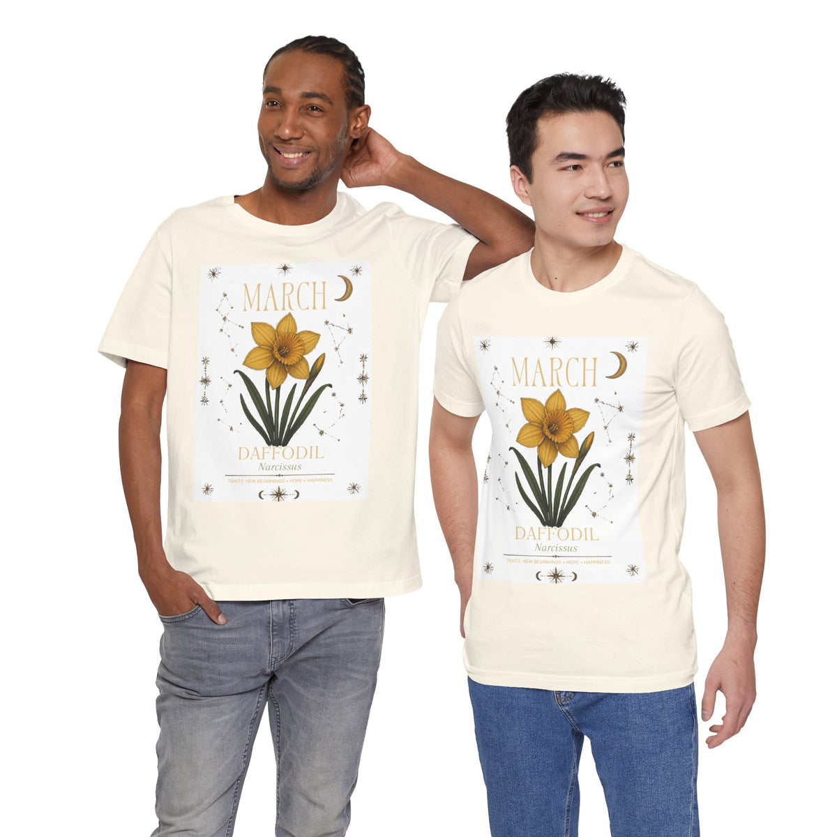 March Zodiac/Celestial aesthetics with birth flower — Birth Month Flower Tee