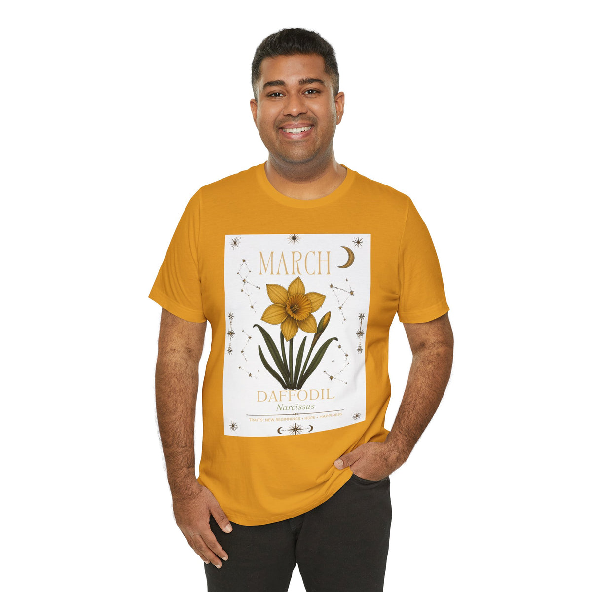 March Zodiac/Celestial aesthetics with birth flower — Birth Month Flower Tee