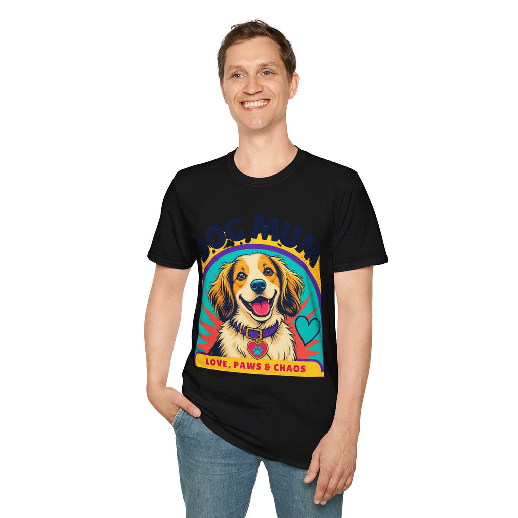 Dog Mum T-Shirt | Cute Happy Dog Illustration, Love Paws & Chaos