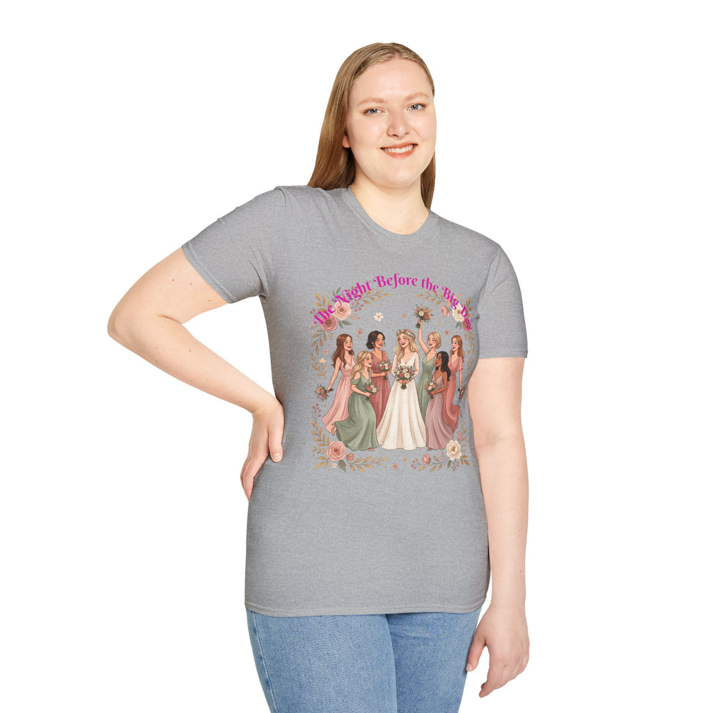 Bride and Bridesmaids Illustration T-Shirt | Floral Wedding Bridal Party Design