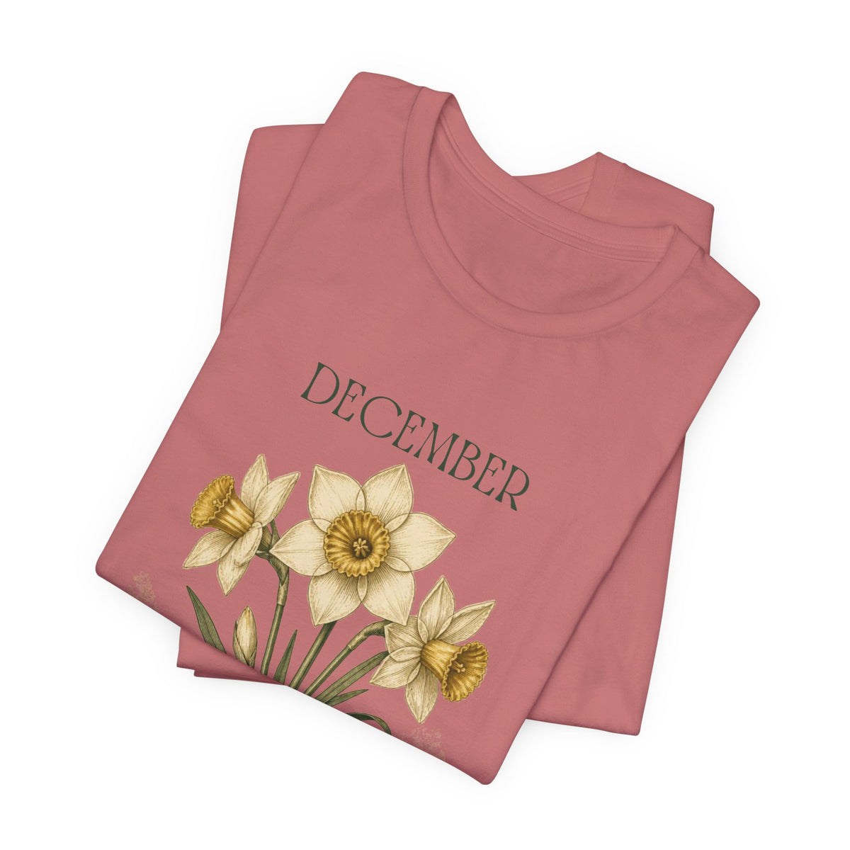 December Birth Flower Tee | Narcissus & Holly Celestial Design | Birthday Gift