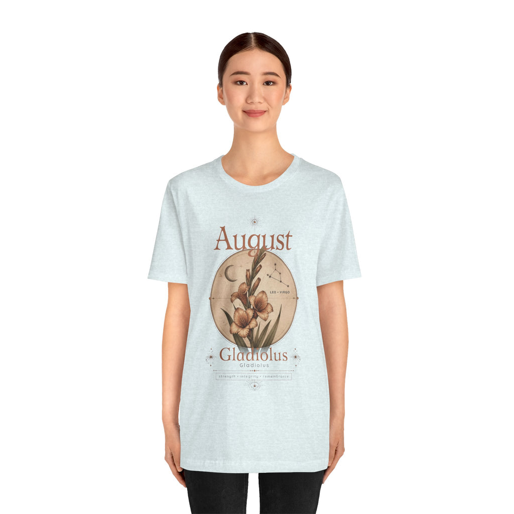 August Birth Flower Gladiolus Floral Tee