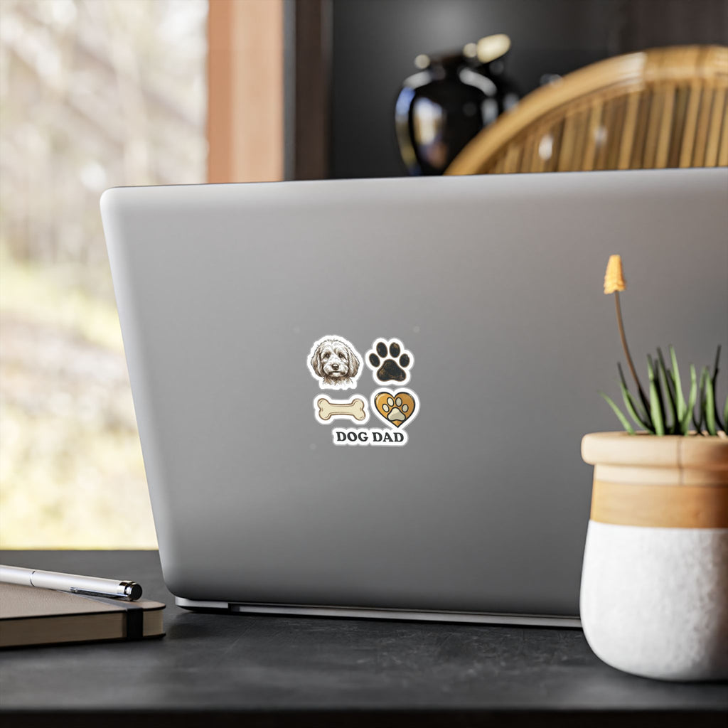 Dog Dad paw, bone and dog face kiss-cut vinyl decal | Sticker
