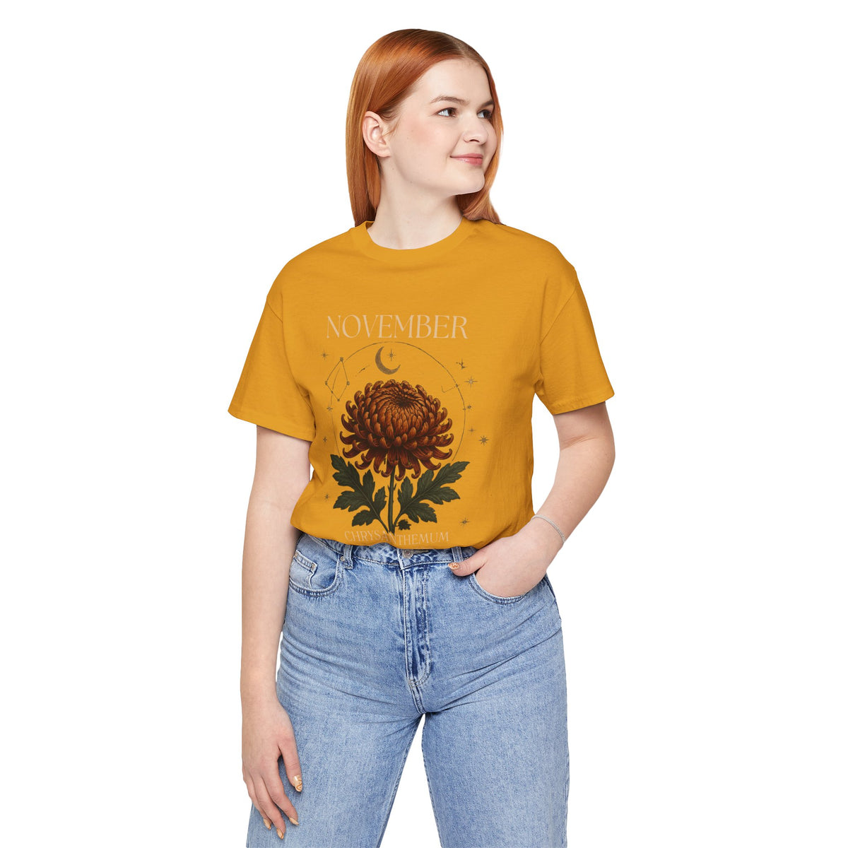 November Birth Flower Chrysanthemum Tee — Floral Birth Month T-Shirt