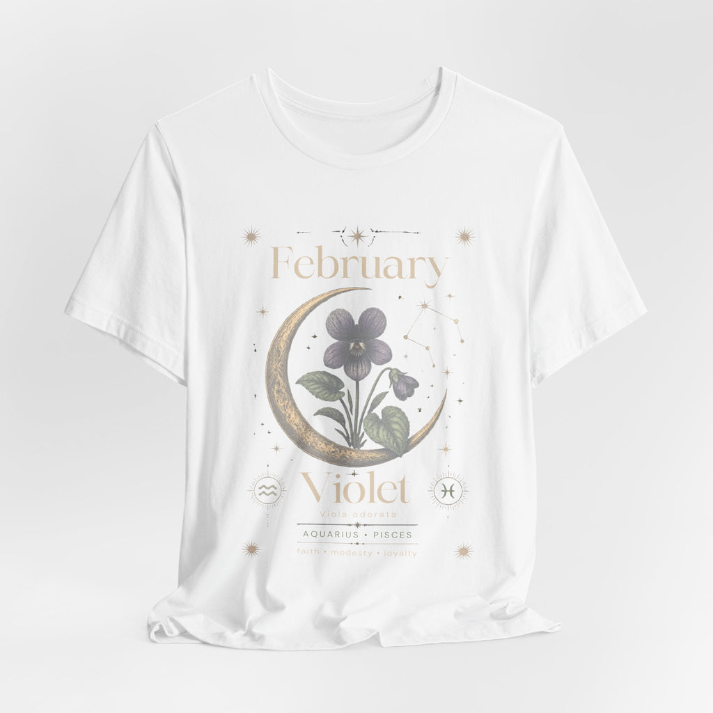 February Birth Flower Tee | Violet Botanical Design | Birthday Gift