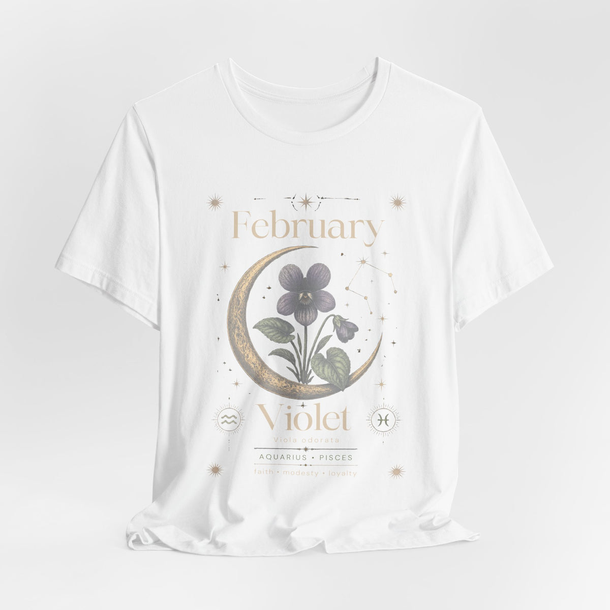 February Birth Flower Tee | Violet Botanical Design | Birthday Gift