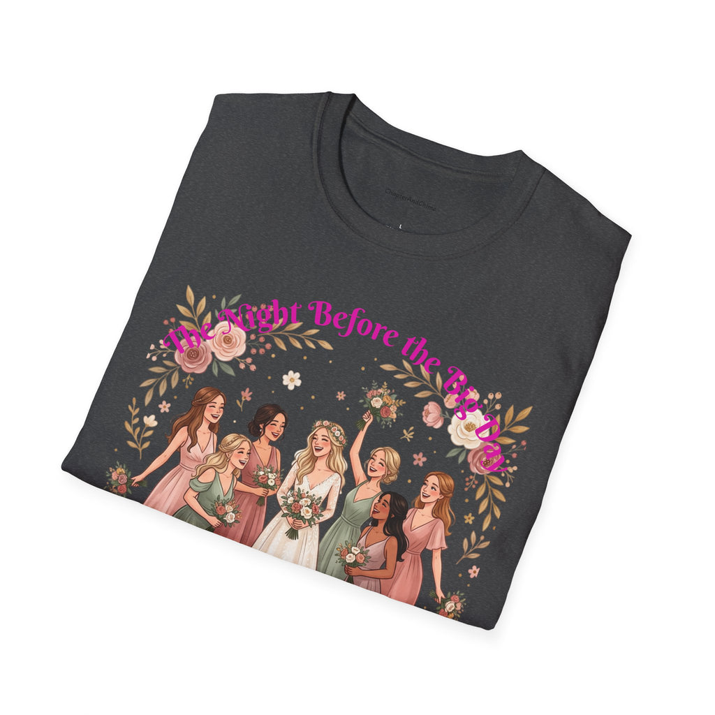 Bride and Bridesmaids Illustration T-Shirt | Floral Wedding Bridal Party Design