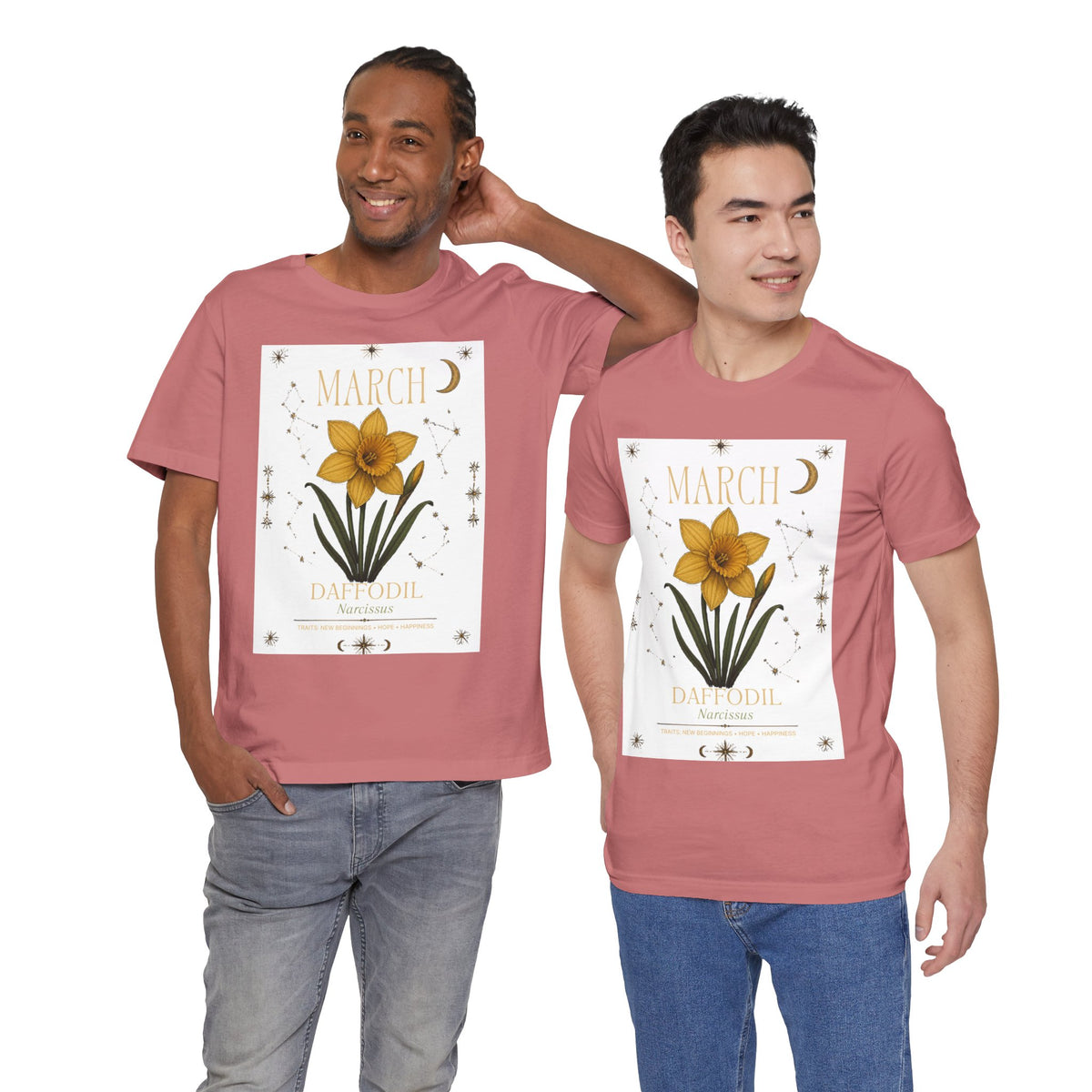 March Zodiac/Celestial aesthetics with birth flower — Birth Month Flower Tee
