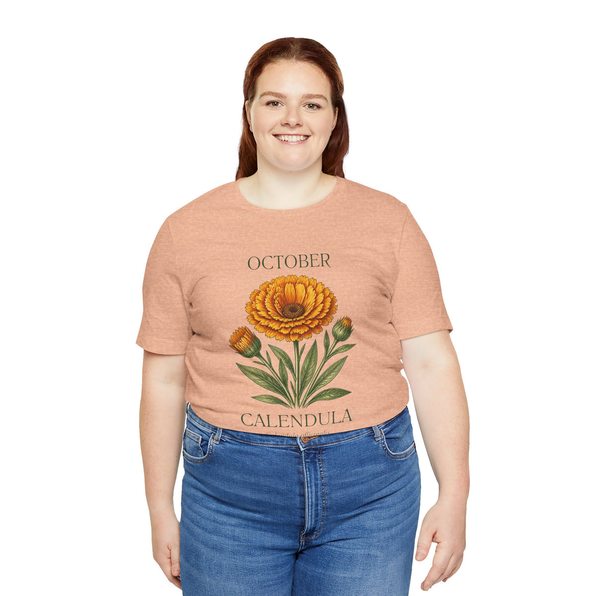 October Birth Flower Tee | Marigold & Cosmos Celestial Design | Birthday Gift