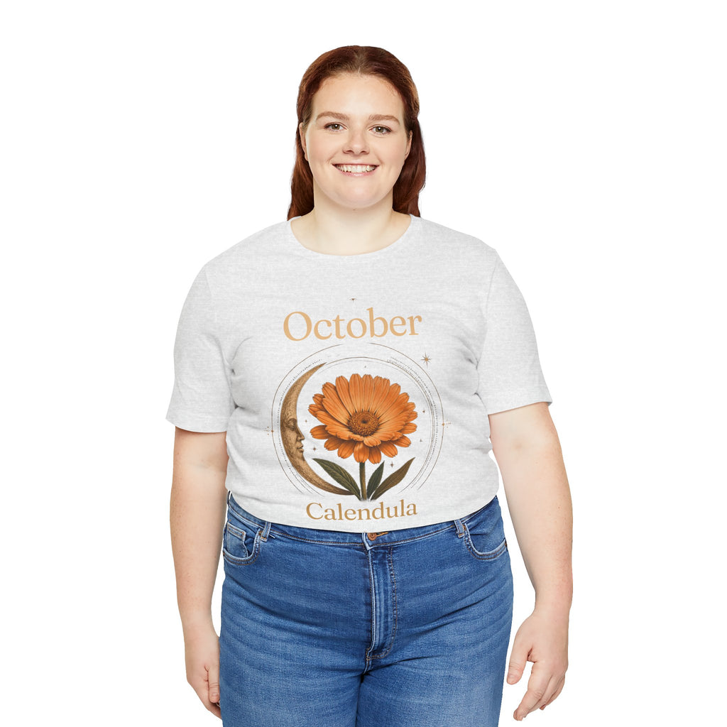 October Birth Flower Calendula T‑Shirt – Floral Birth Month Tee
