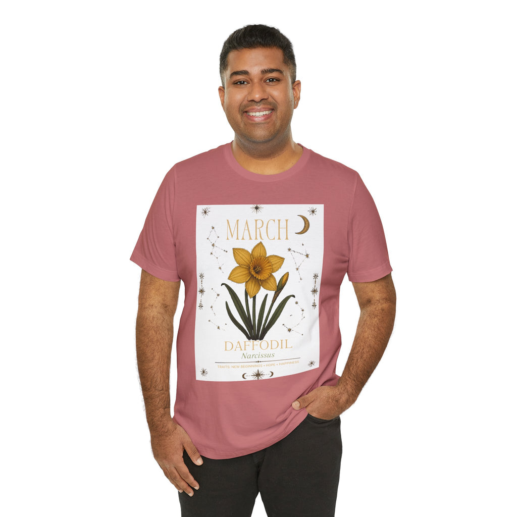 March Zodiac/Celestial aesthetics with birth flower — Birth Month Flower Tee