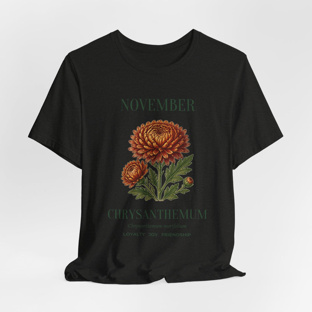 November Birth Flower Tee | Chrysanthemum Celestial Design | Birthday Gift
