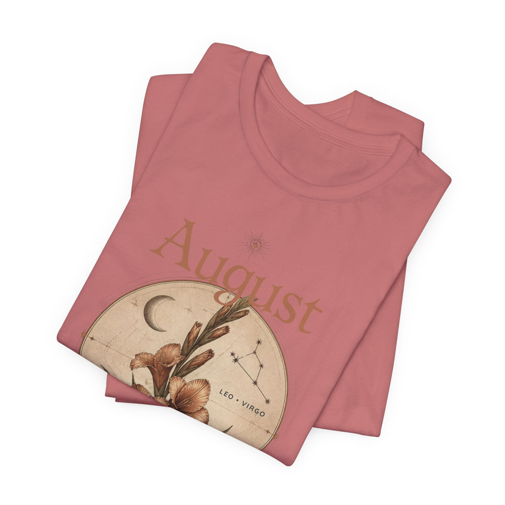 August Birth Flower Gladiolus Floral Tee