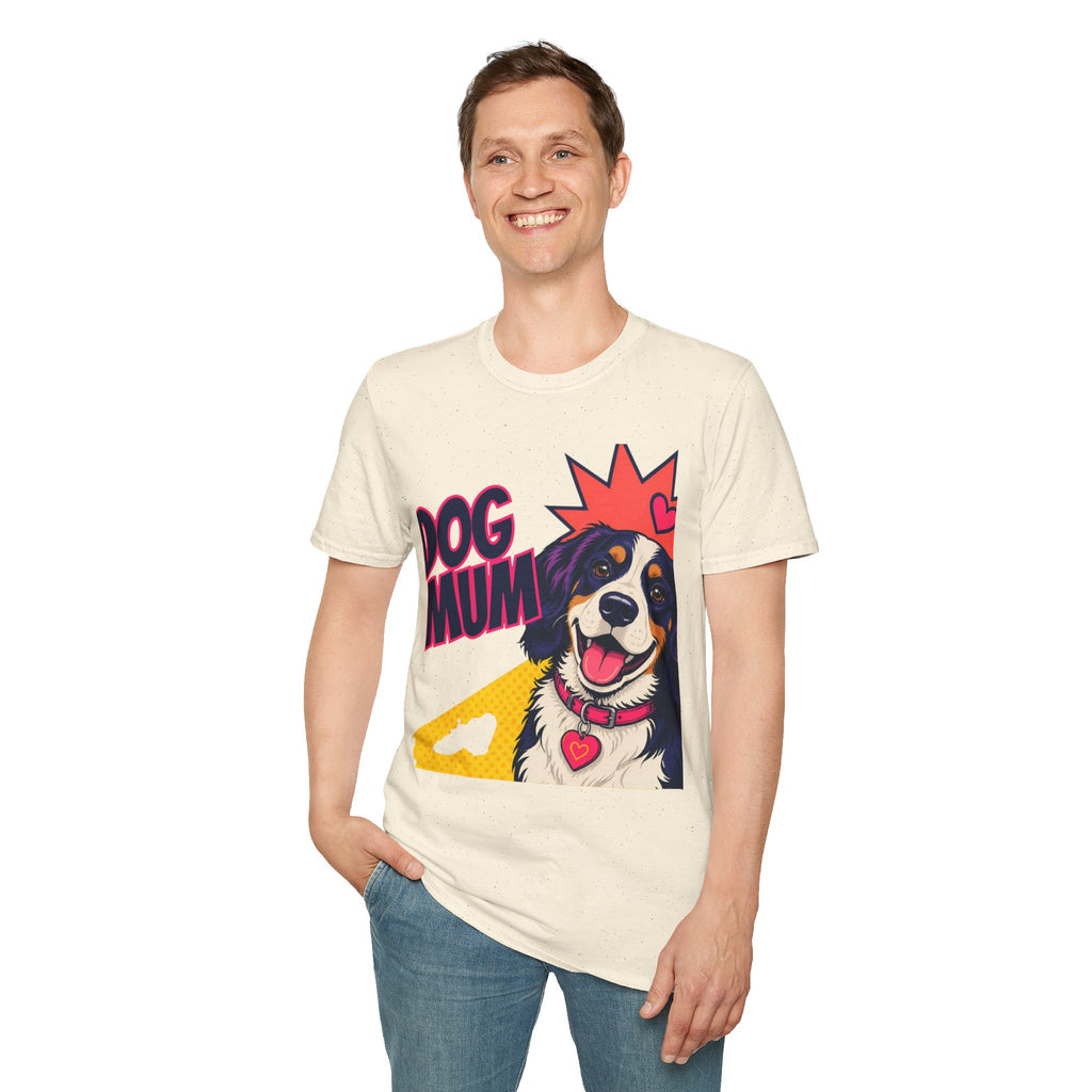 Dog Mum Pop Art T-Shirt | Happy Dog Portrait, Heart Collar