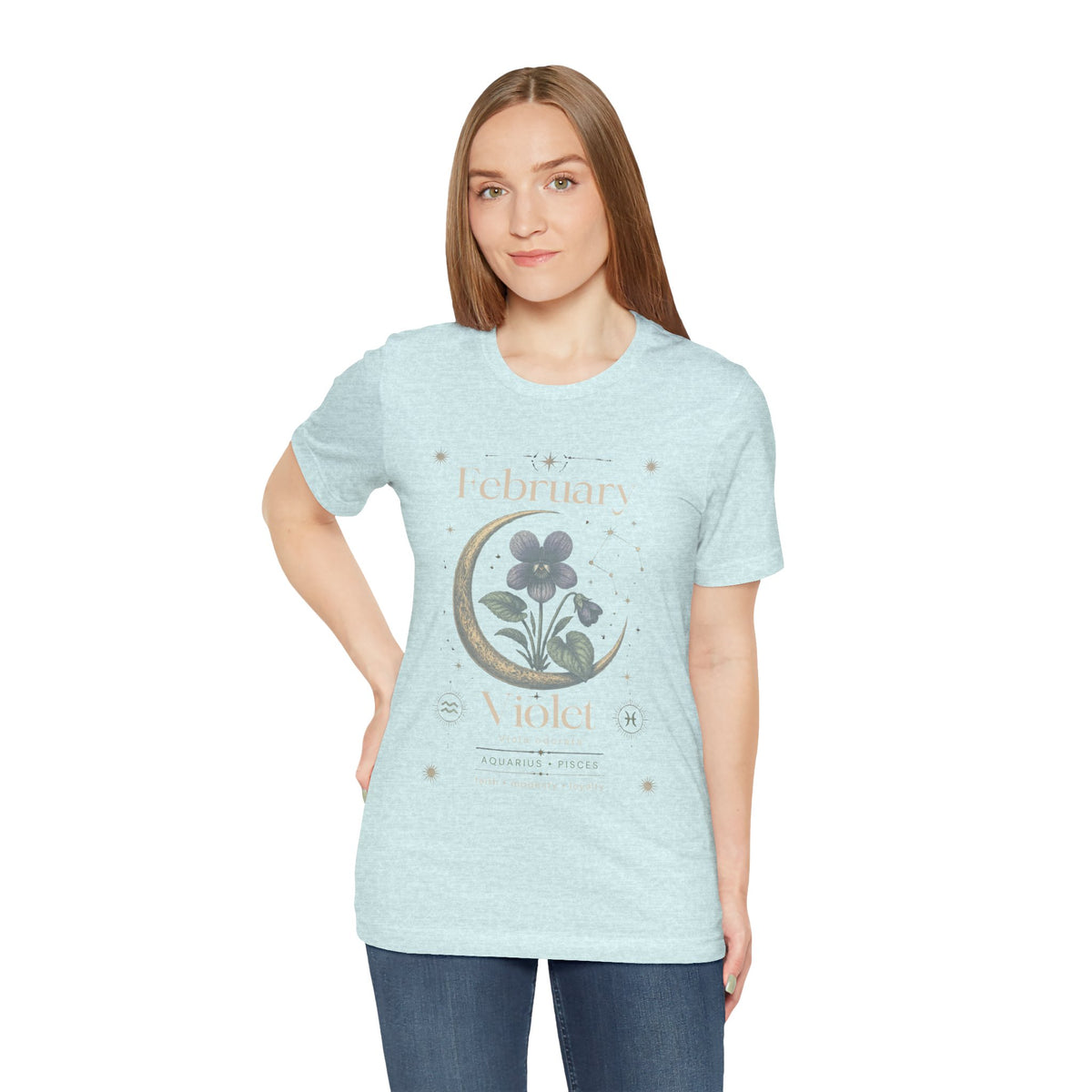 February Birth Flower Tee | Violet Botanical Design | Birthday Gift