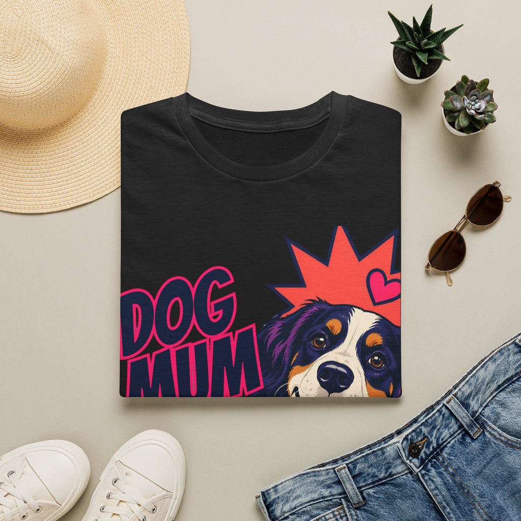 Dog Mum Pop Art T-Shirt | Happy Dog Portrait, Heart Collar