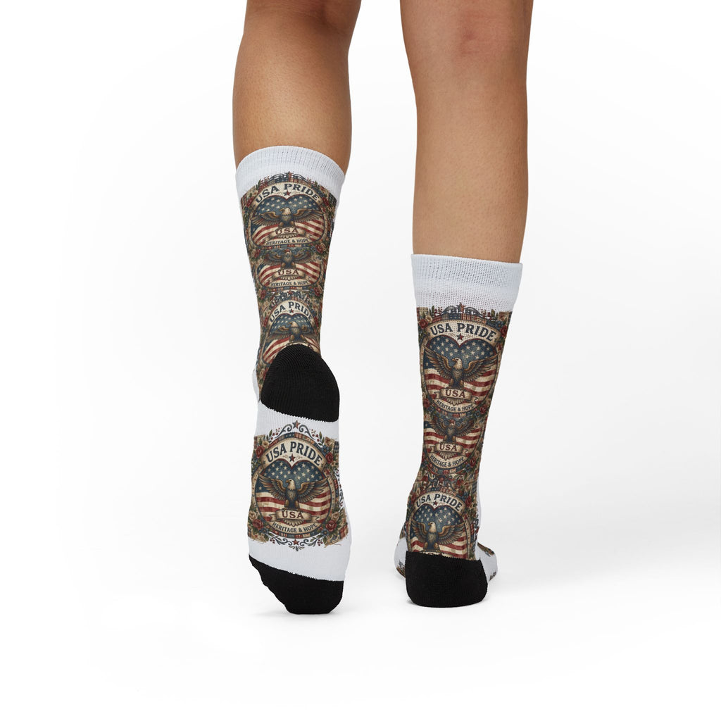 USA Pride Eagle Emblem Socks | American Flag Sublimation Socks