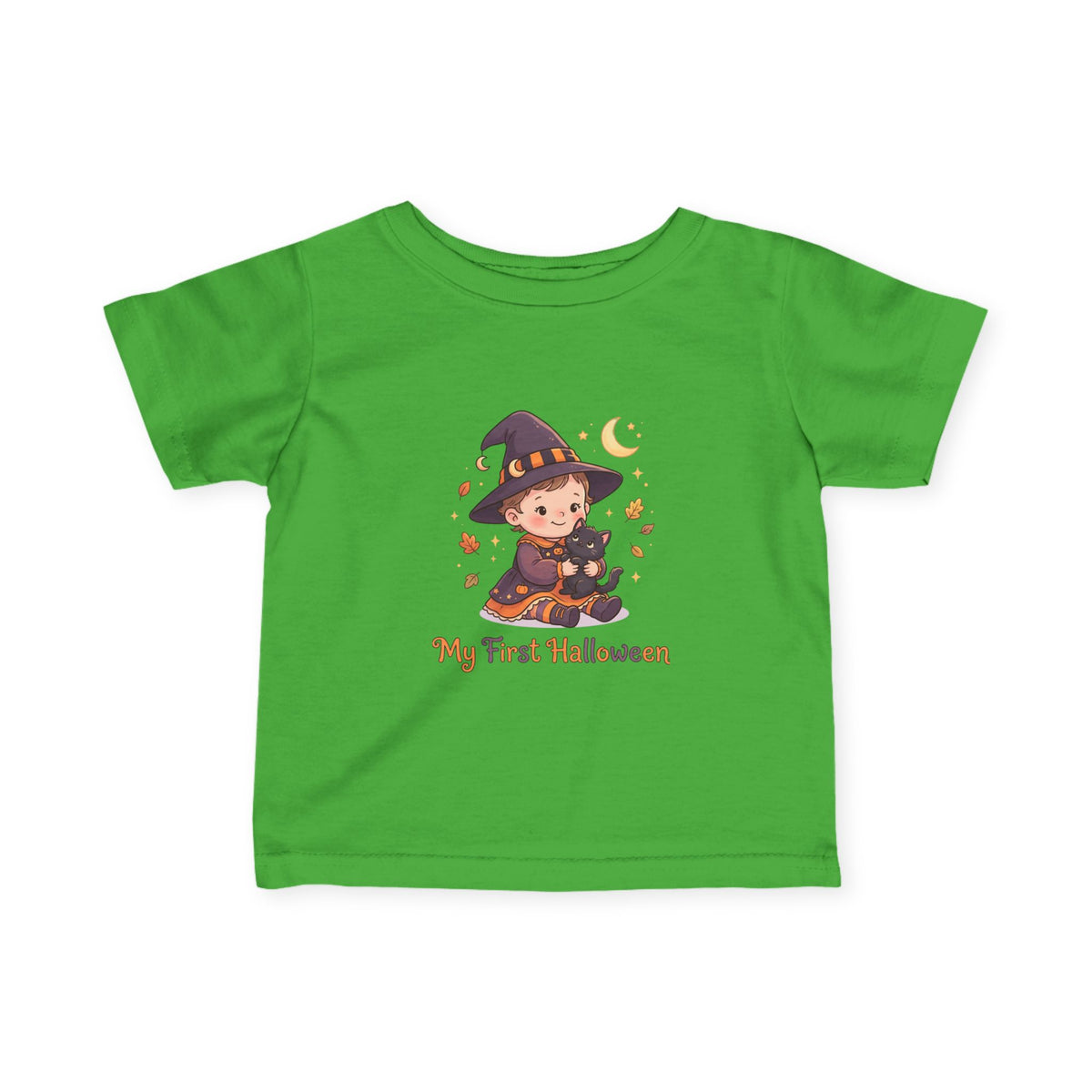 Halloween Infant Tee — "My First Halloween" Cute Witch & Black Cat Baby Shirt