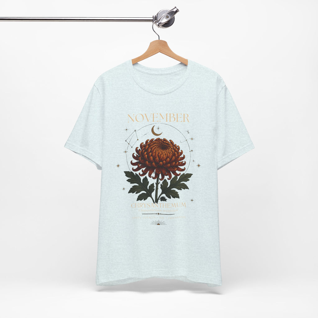 November Birth Flower Chrysanthemum Tee — Floral Birth Month T-Shirt