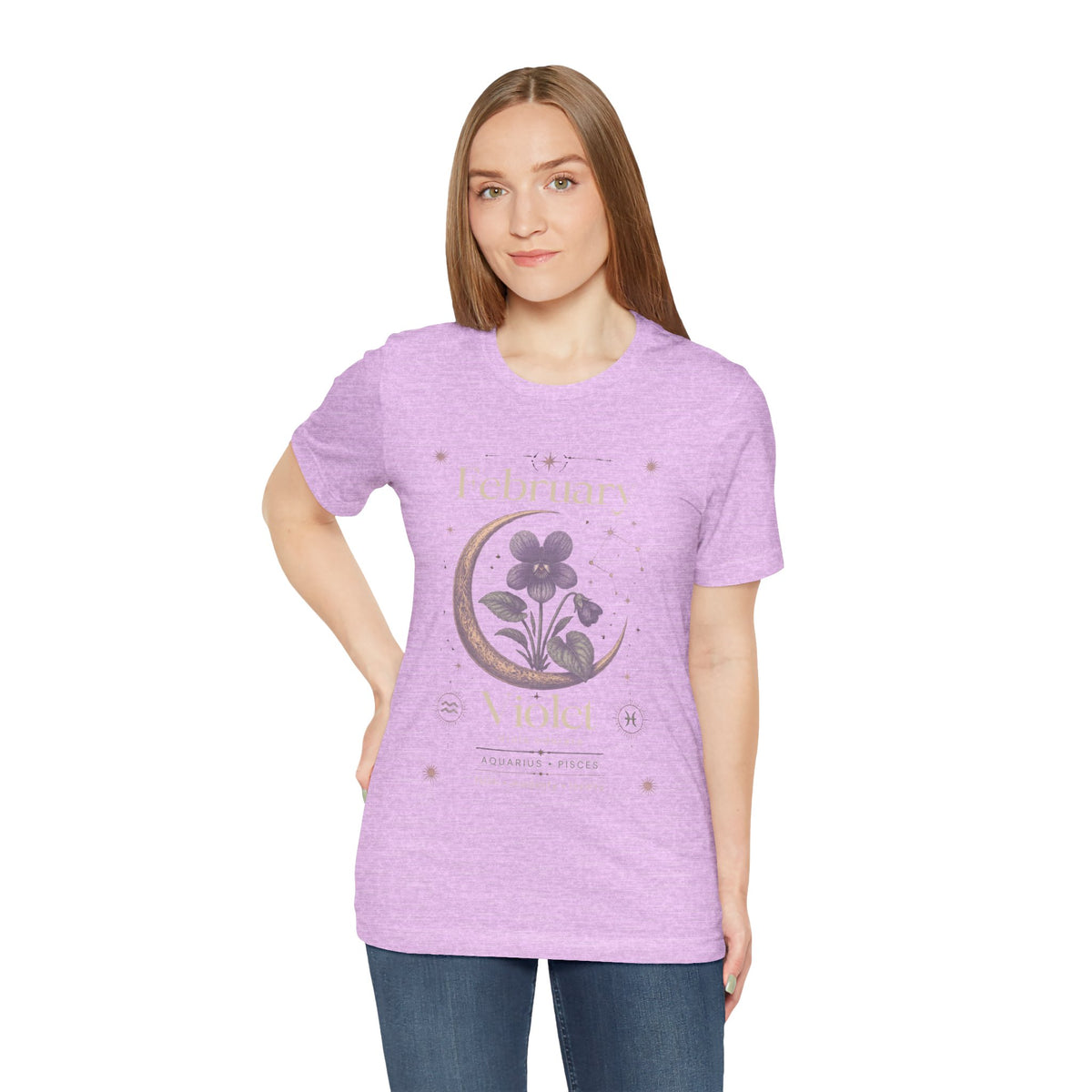 February Birth Flower Tee | Violet Botanical Design | Birthday Gift