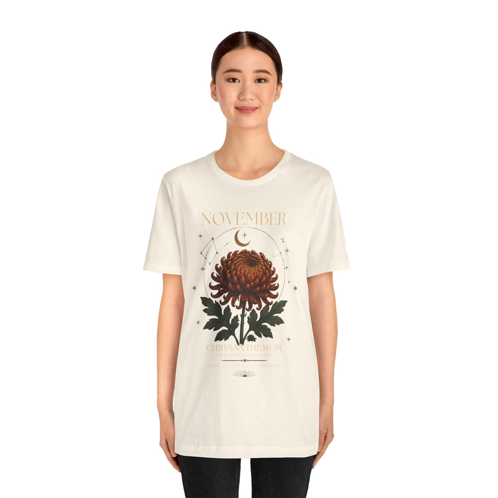 November Birth Flower Chrysanthemum Tee — Floral Birth Month T-Shirt