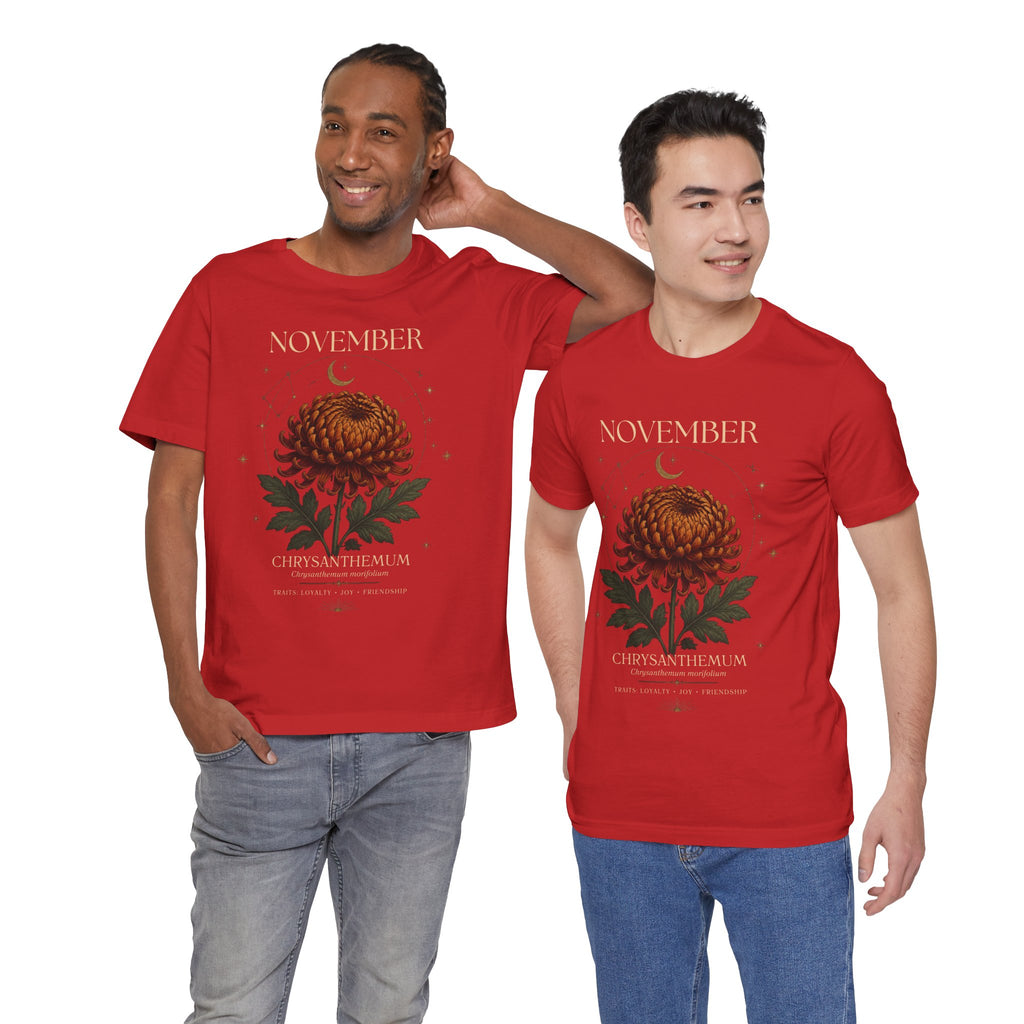 November Birth Flower Chrysanthemum Tee — Floral Birth Month T-Shirt