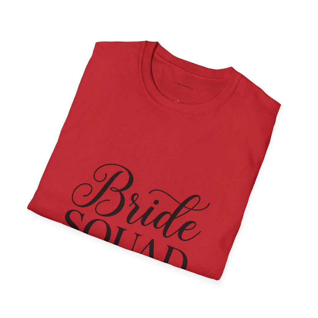 Bride Squad T-Shirt — Bachelorette Party Bridesmaid Tee with Champagne Icons