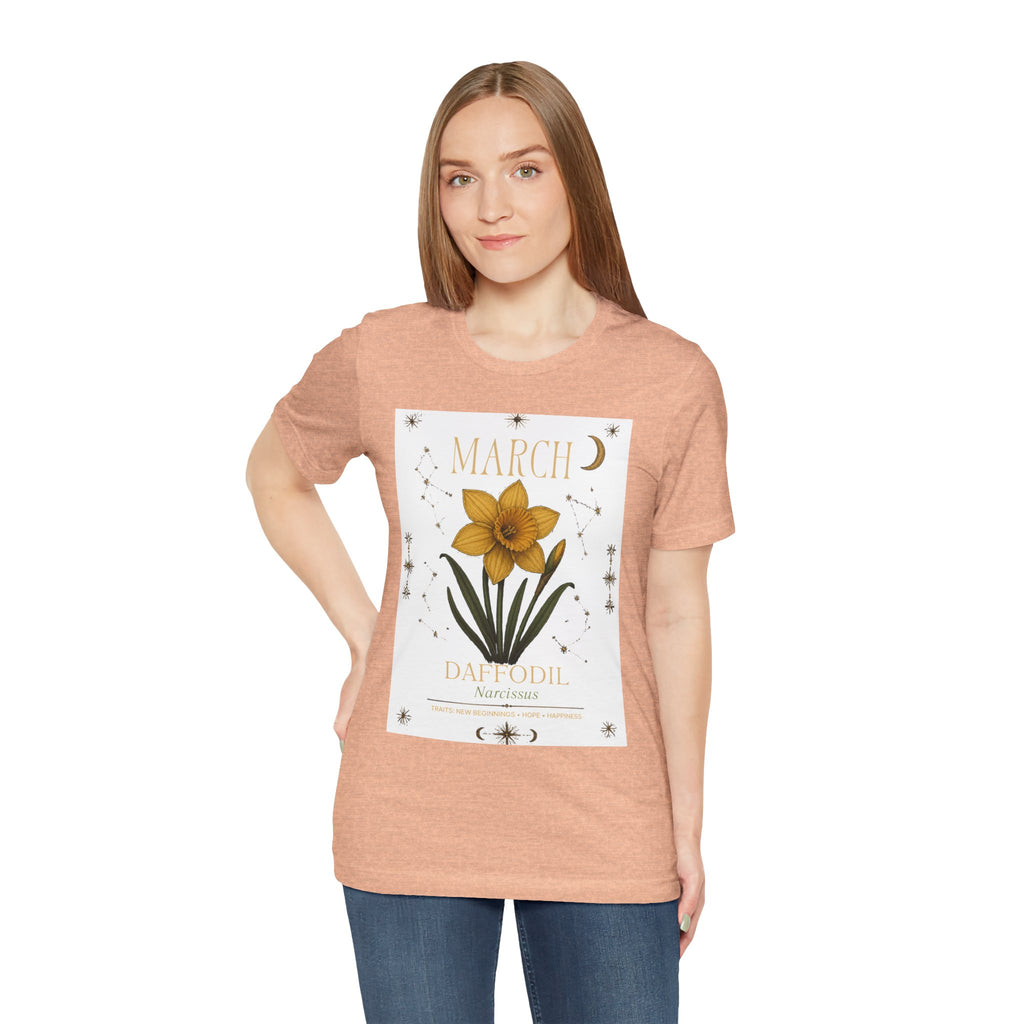 March Zodiac/Celestial aesthetics with birth flower — Birth Month Flower Tee
