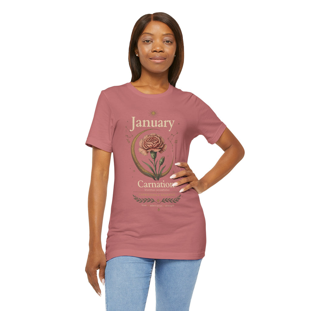 January Birth Flower - Carnation T-Shirt — Birth Month Flower Tee